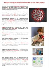 Napotki za preprečevanje okužb ameriške univerze Johns Hopkins